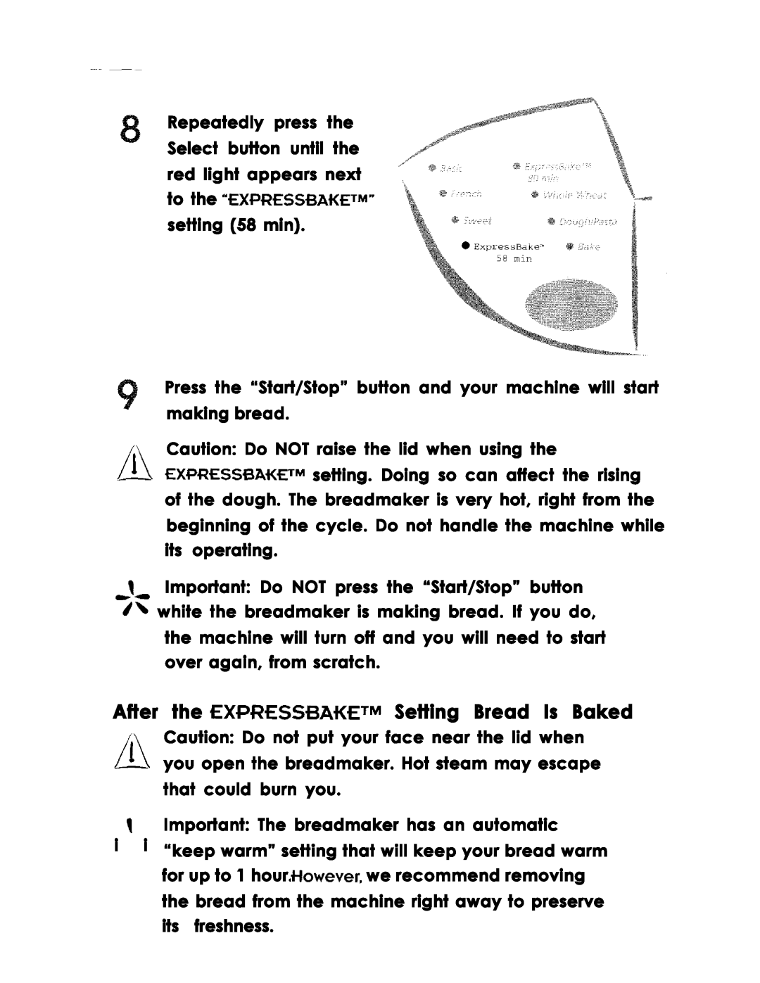 Oster Bread Maker user manual After the Setting Bread Is Baked 