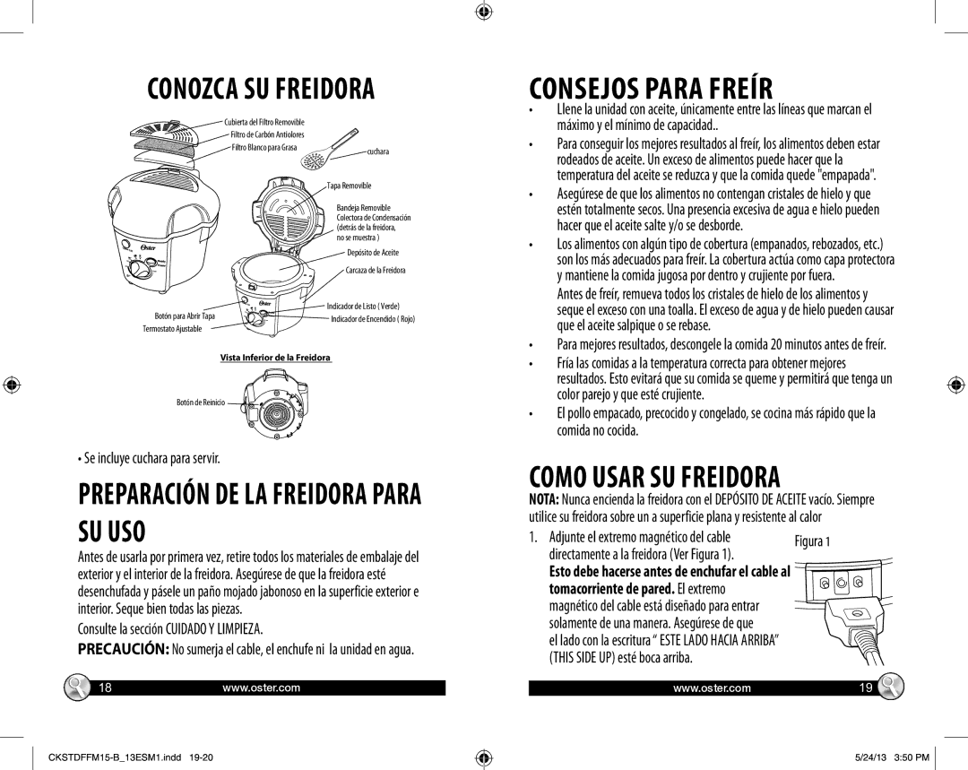 Oster CKSTDFFM15-B, Deep Fryer Freidora user manual Consejos Para Freír, Como Usar SU Freidora 