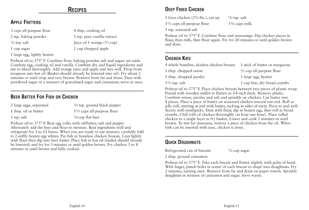 Oster CKSTDFFM40 user manual Recipes 