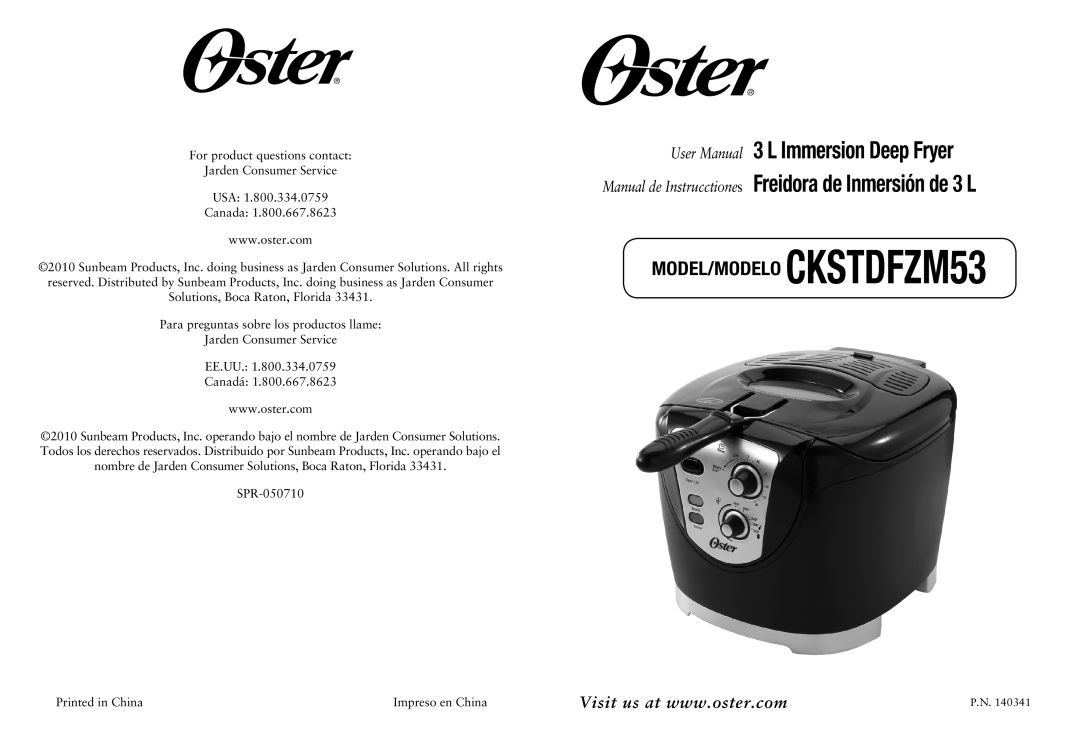 Oster user manual MODEL/MODELO CKSTDFZM53 