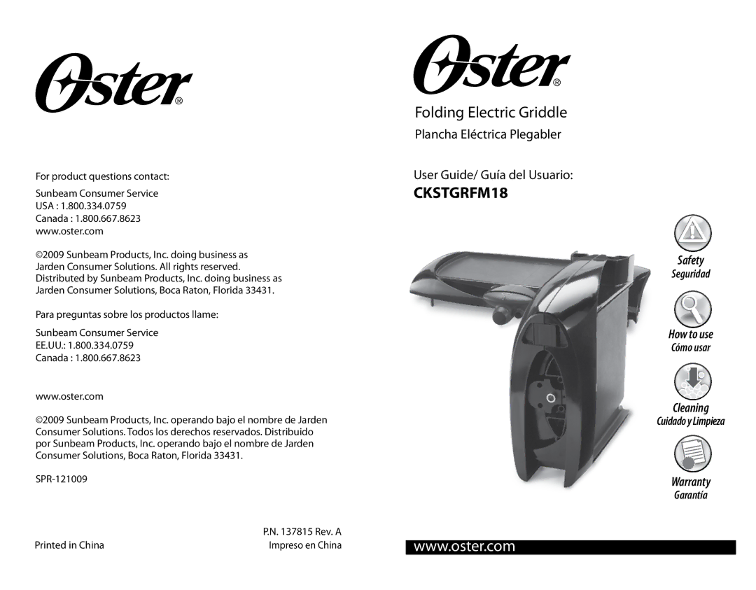 Oster CKSTGRFM18 warranty 