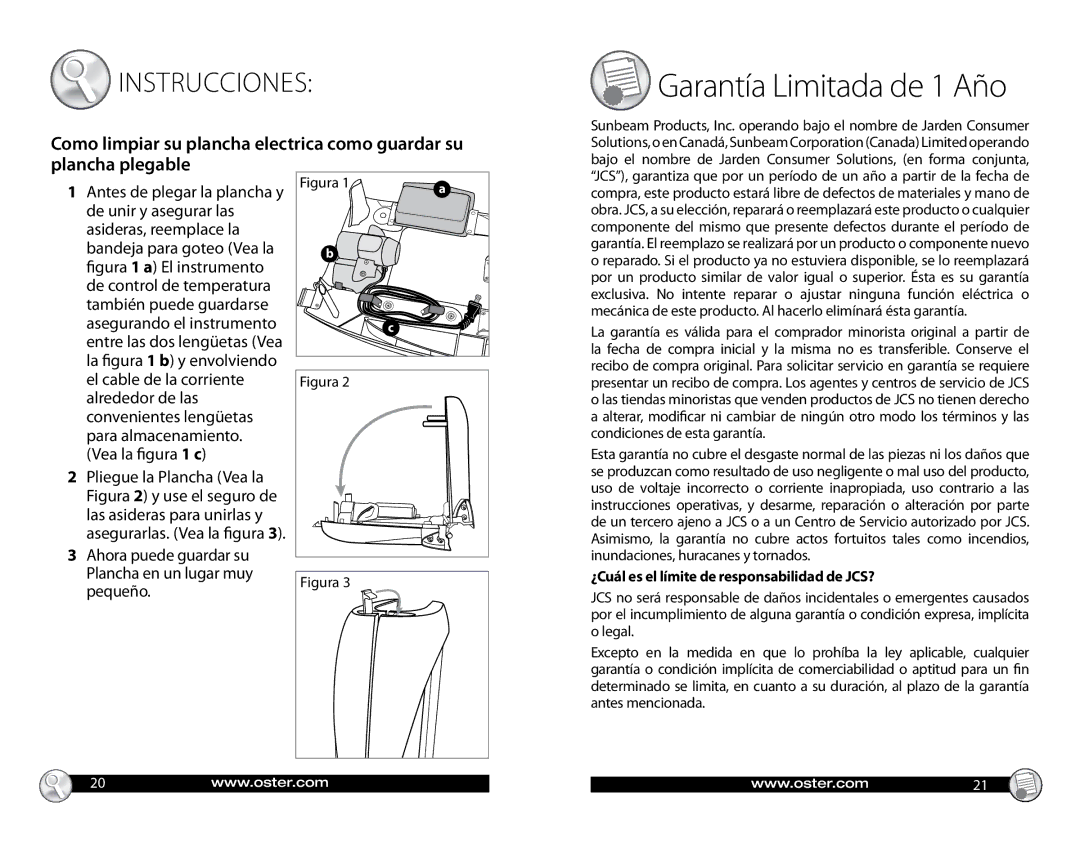 Oster CKSTGRFM18 warranty Garantía Limitada de 1 Año, ¿Cuál es el límite de responsabilidad de JCS? 