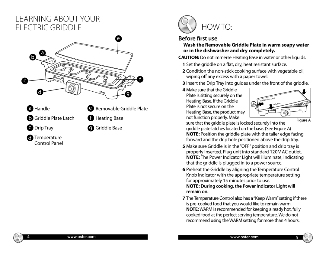 Oster CKSTGRRM25 warranty Learning about Your Electric Griddle, HOW to 