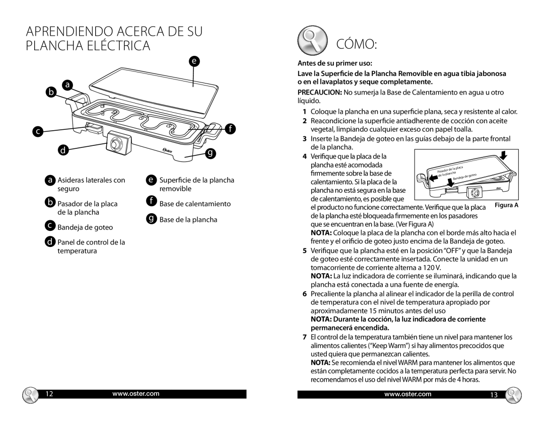 Oster CKSTGRRM25 warranty Cómo, Antes de su primer uso, Vegetal, limpiando cualquier exceso con papel toalla 