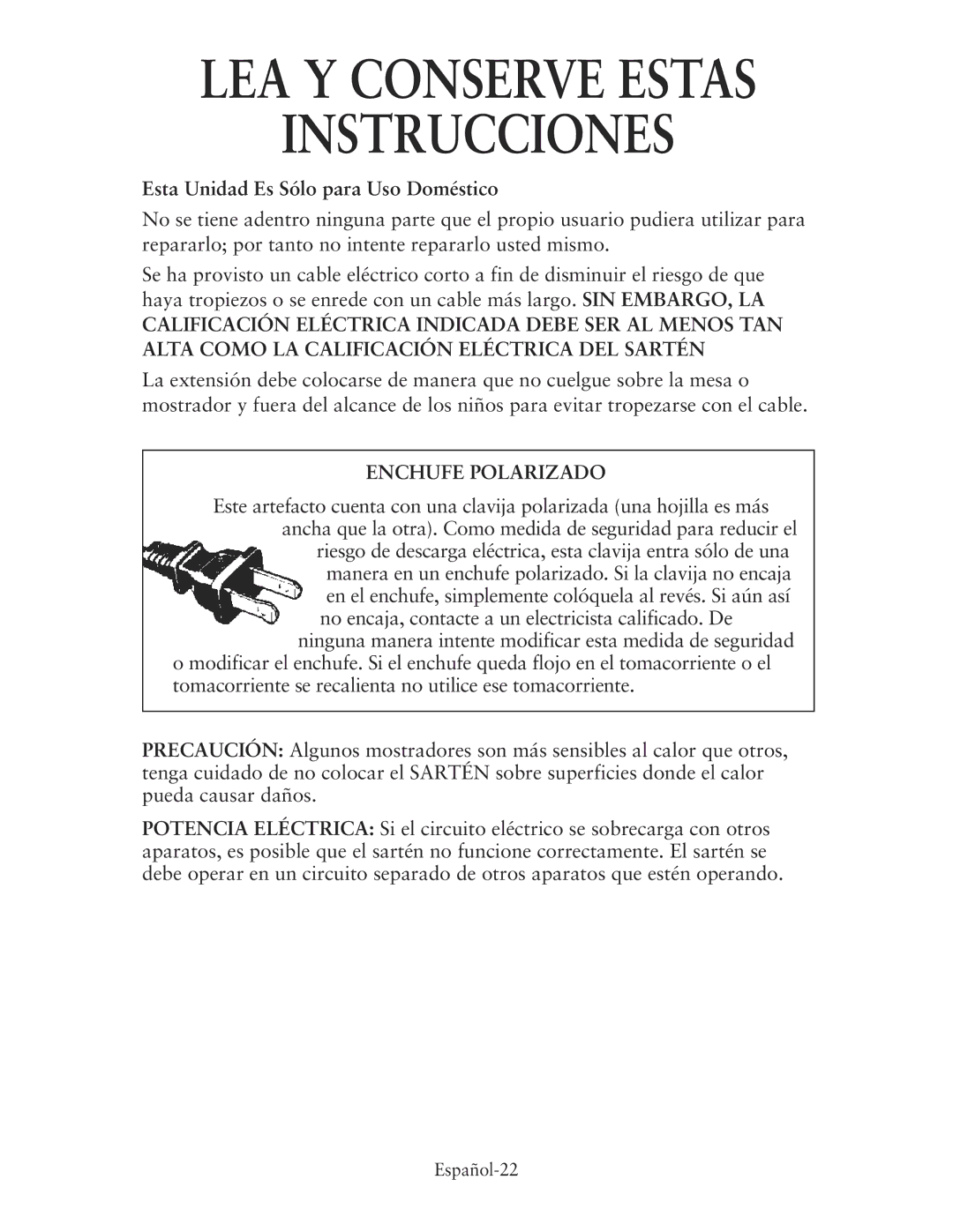 Oster CKSTSKRM20 user manual LEA Y Conserve Estas Instrucciones 