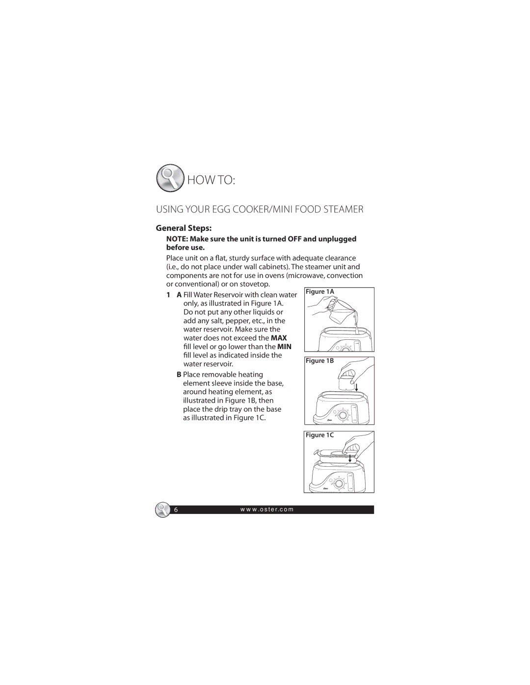 Oster CKSTSTMM10 warranty HOW to, General Steps 