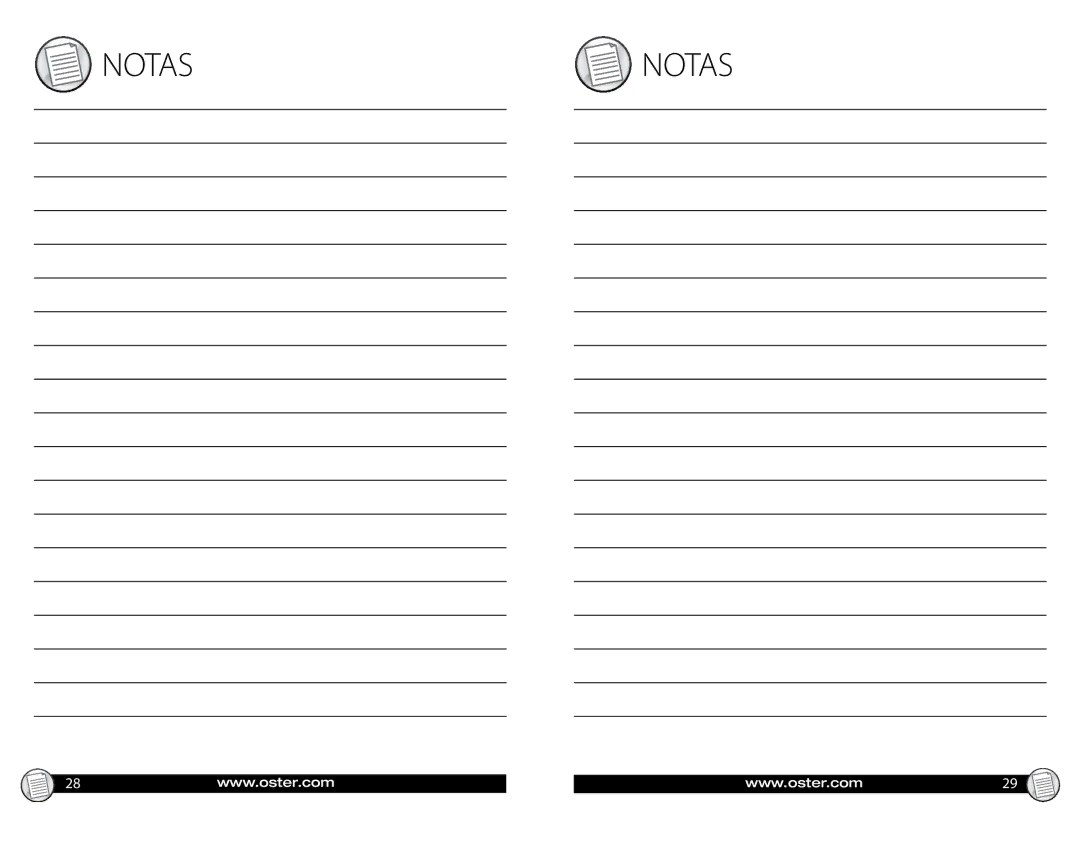 Oster CKSTWFBF05 warranty Notas 