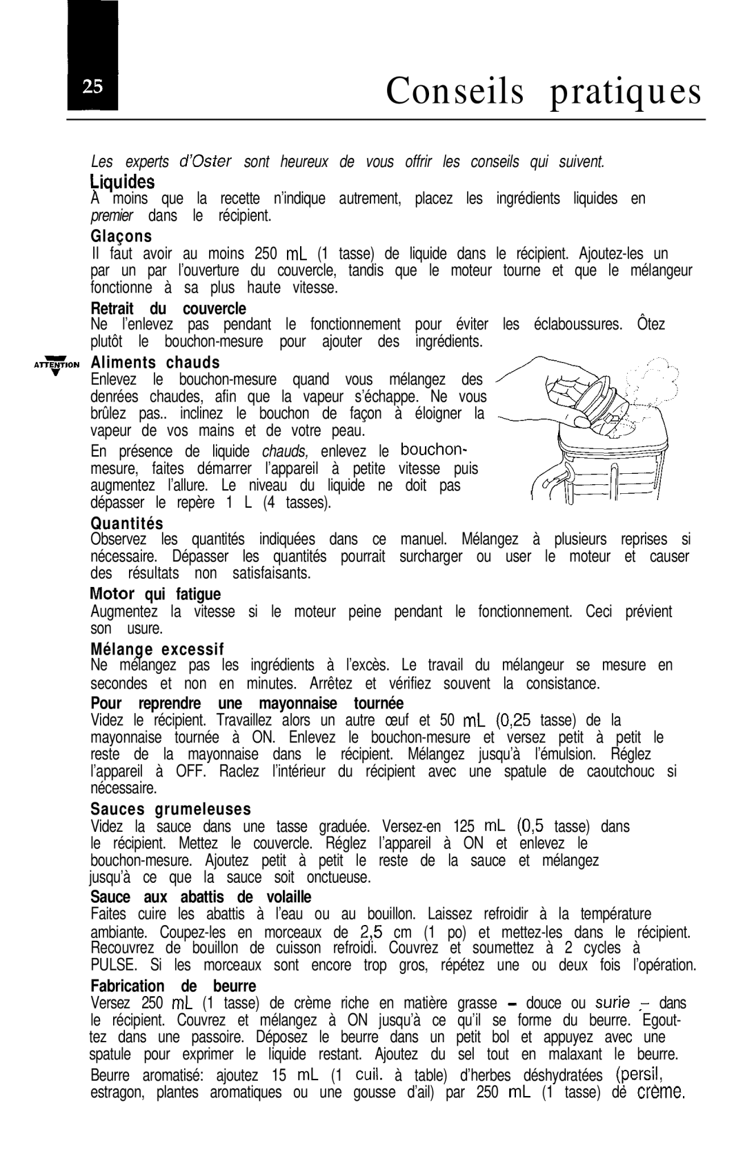 Oster Classic blender manual Conseils pratiques 