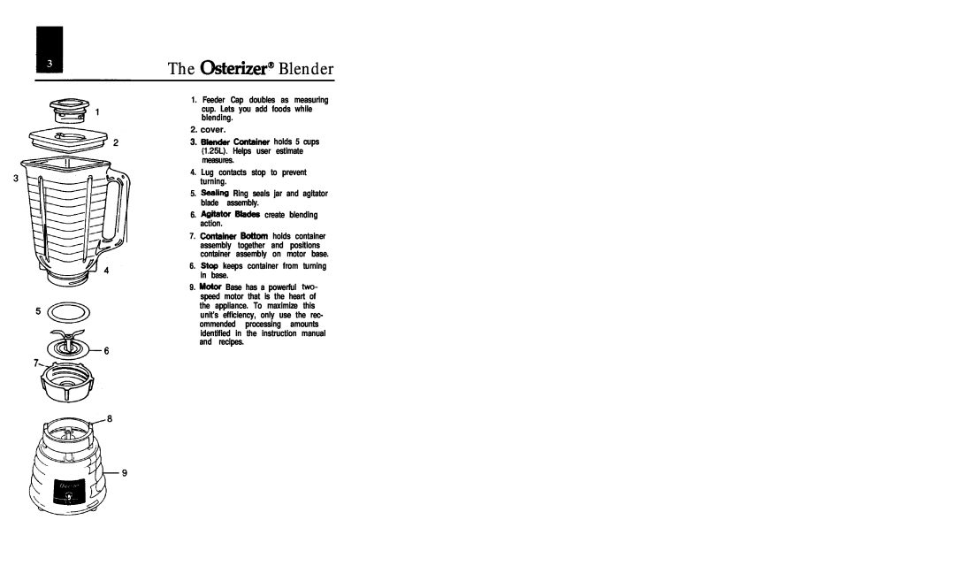 Oster Classic blender manual The Osterizer@ Blender 