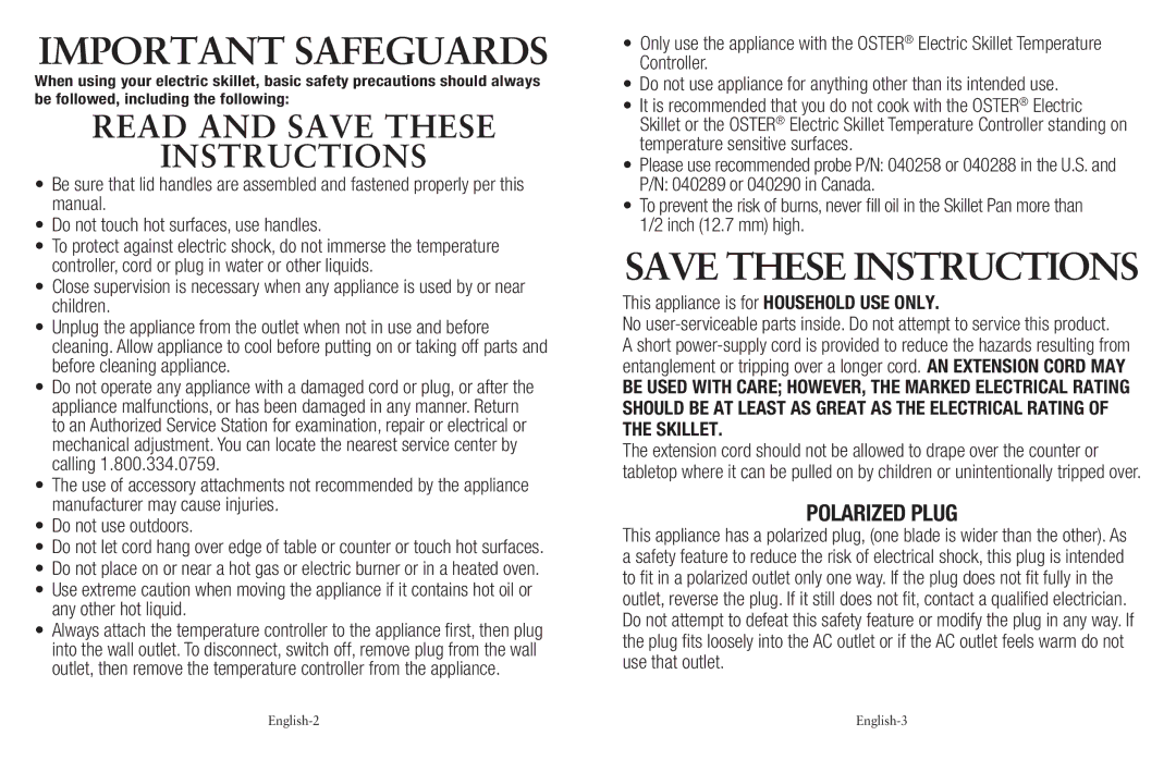 Oster Cookware user manual Important Safeguards 