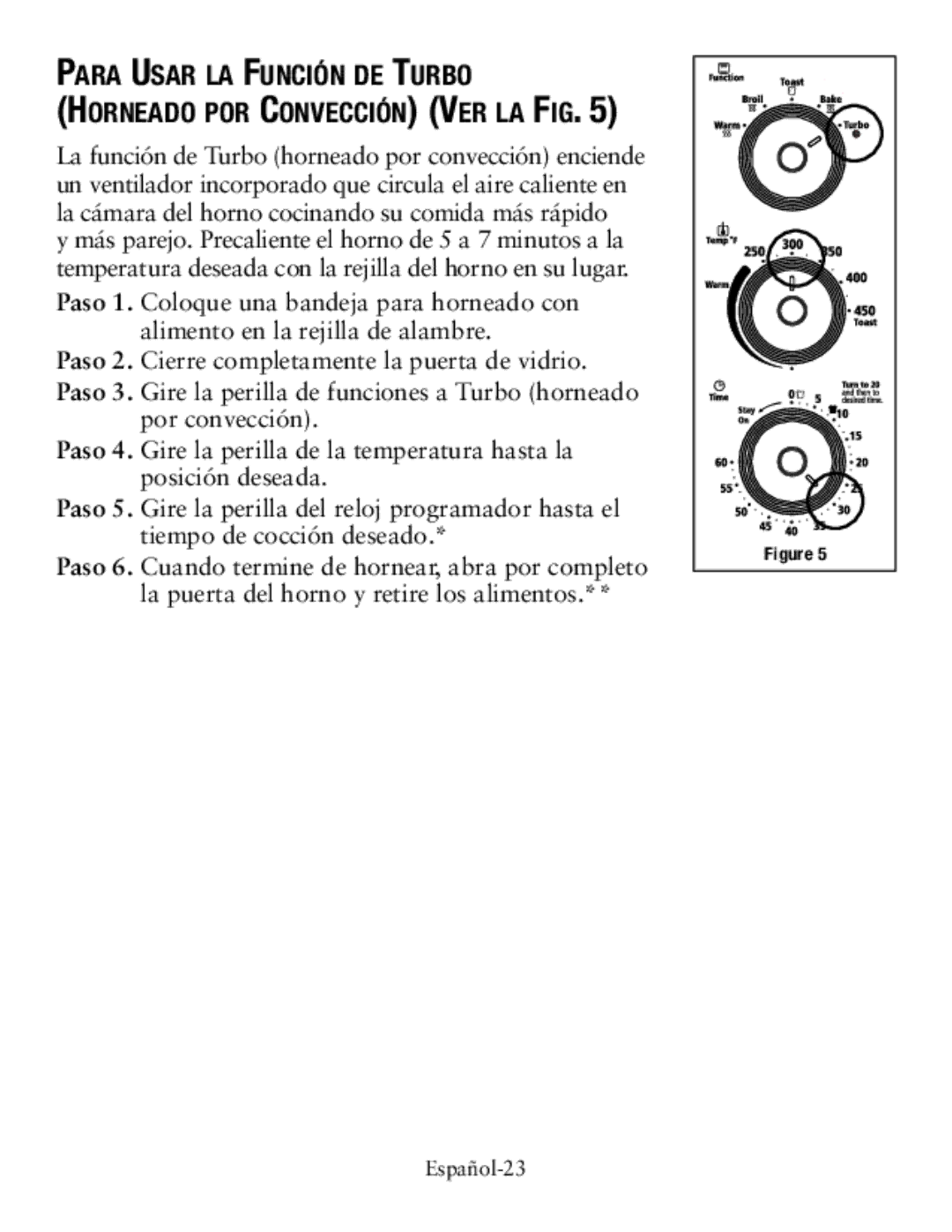 Oster tssttvcg02, countertop oven user manual Español-23 