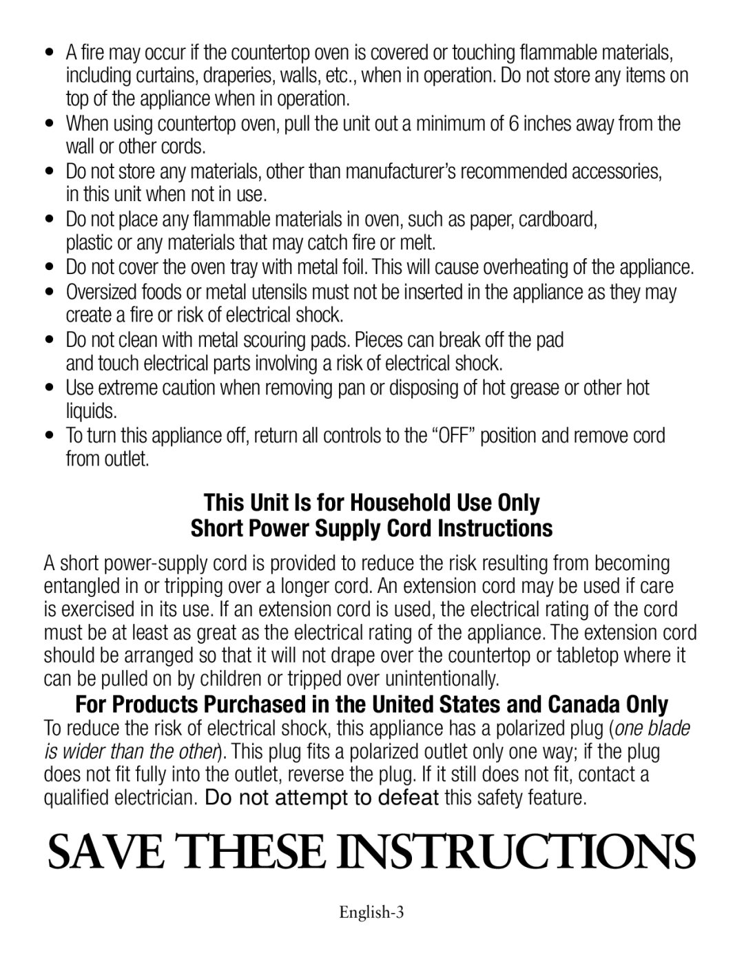 Oster tssttvcg02, countertop oven user manual For Products Purchased in the United States and Canada Only 