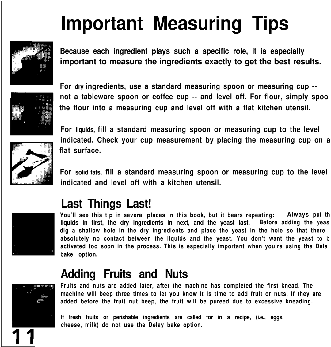 Oster deluxe bread and dough maker manual Important Measuring Tips 