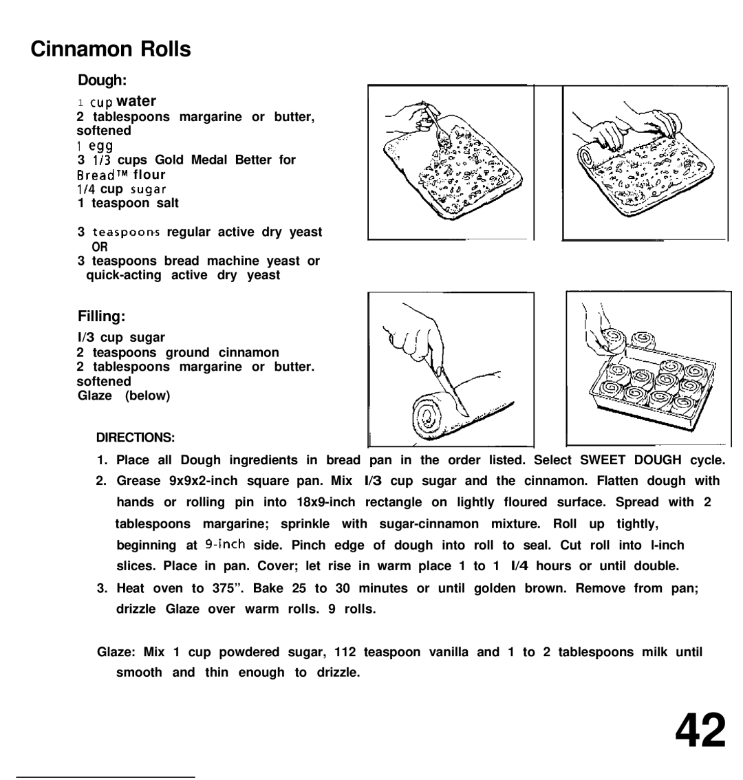 Oster deluxe bread and dough maker manual Cinnamon Rolls, Filling 