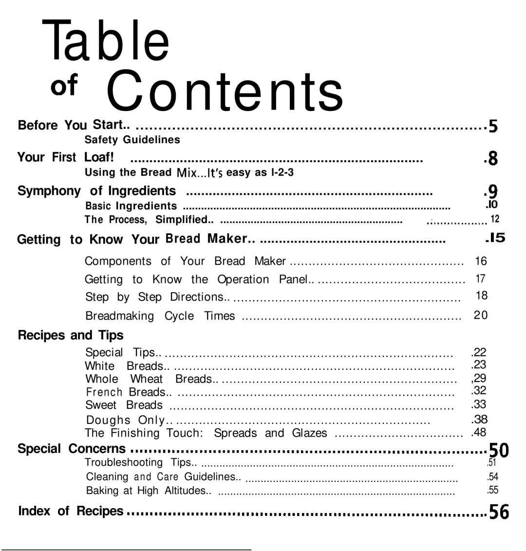 Oster deluxe bread and dough maker manual Contents 