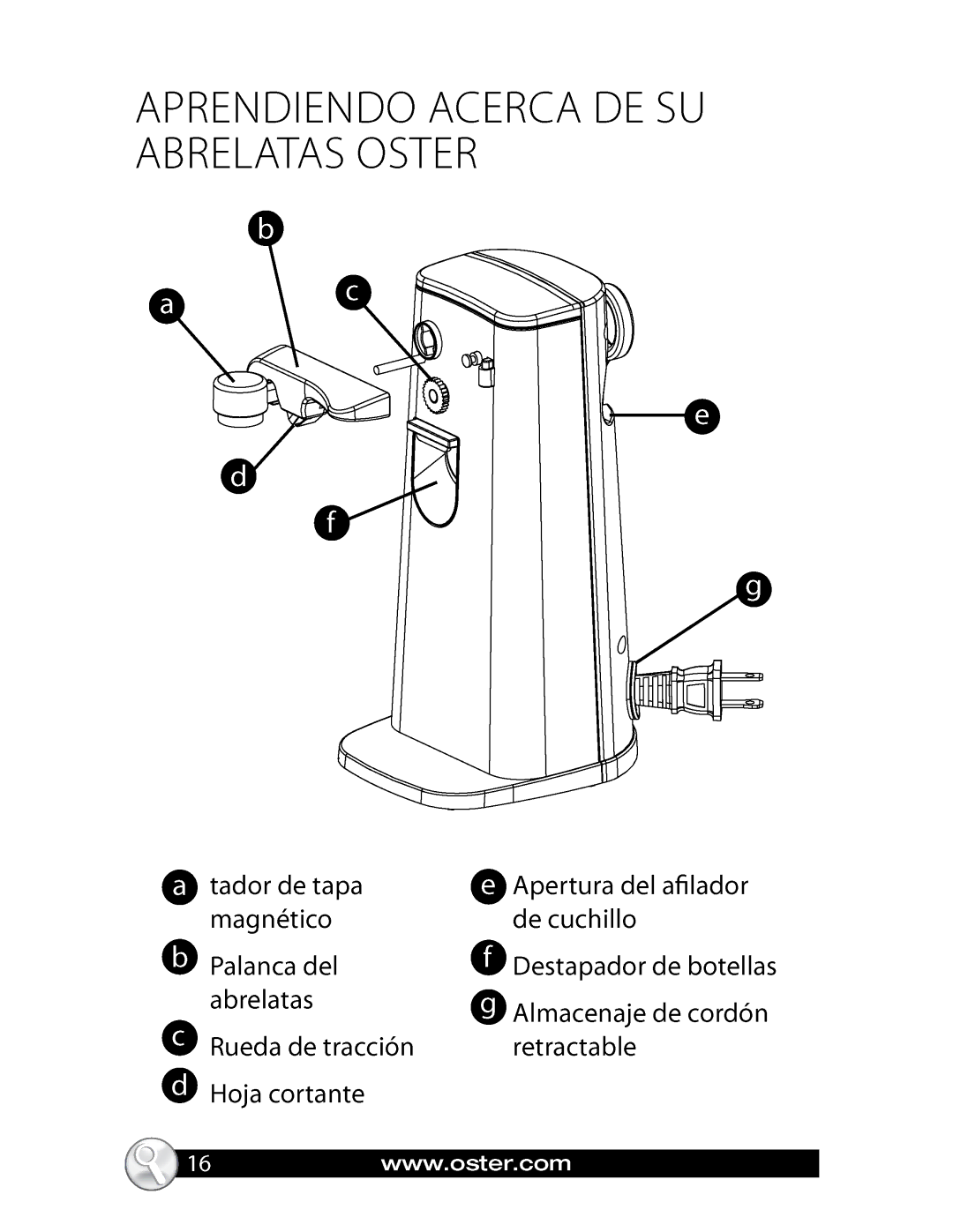 Oster FPSTCN1300, Automatic Can Opener manual 