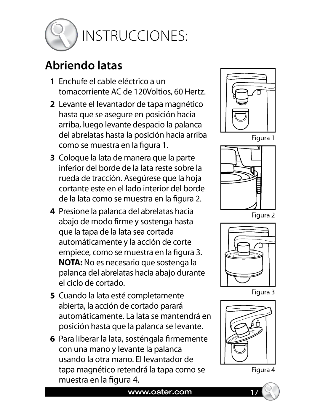 Oster Automatic Can Opener, FPSTCN1300 manual 