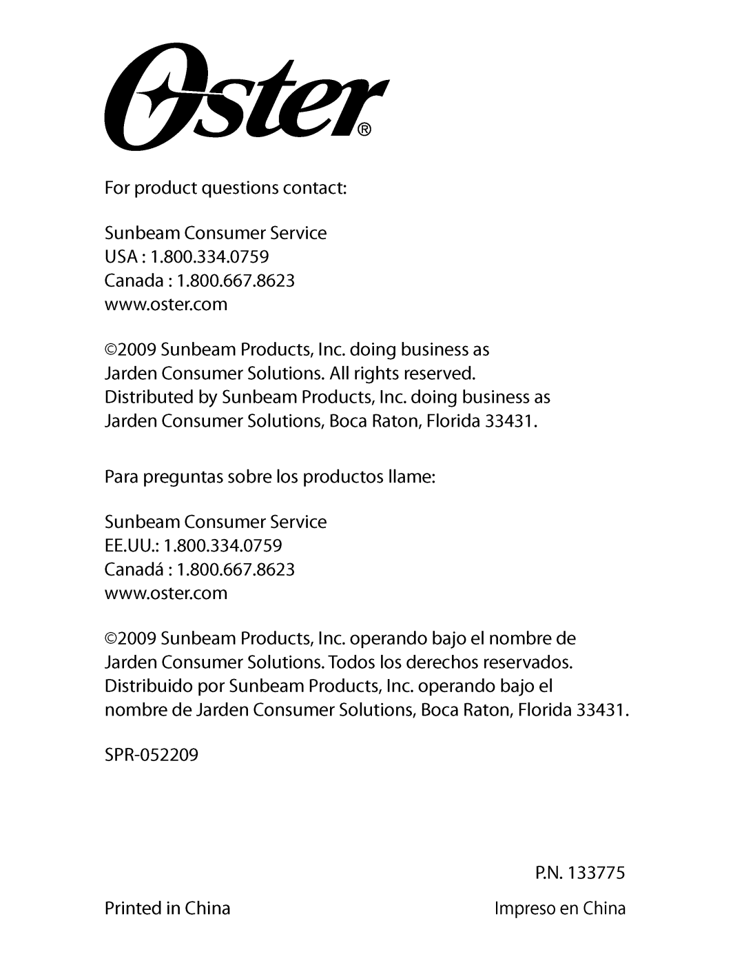 Oster FPSTCN1300, Automatic Can Opener manual 