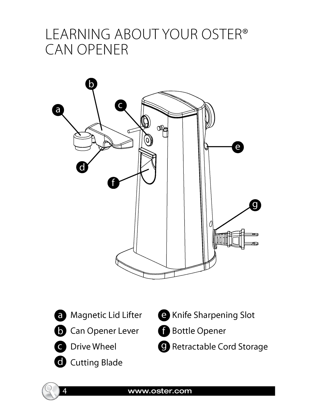 Oster FPSTCN1300, Automatic Can Opener manual 