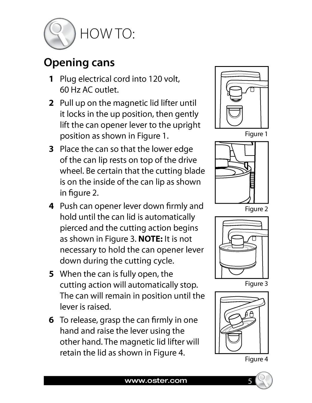 Oster Automatic Can Opener, FPSTCN1300 manual 