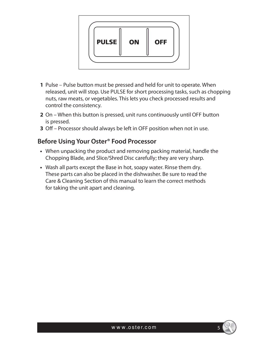 Oster FPSTFP4250 warranty Before Using Your Oster Food Processor 