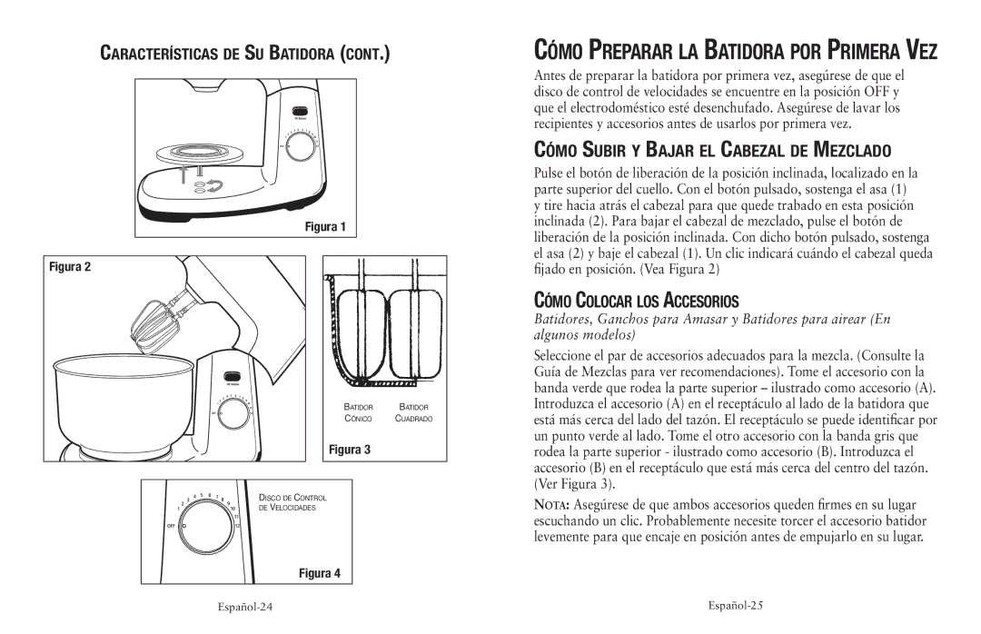 Oster FPSTSM5101, FPSTSM5102 user manual Cómo Subir y Bajar el Cabezal de Mezclado, Cómo Colocar los Accesorios 