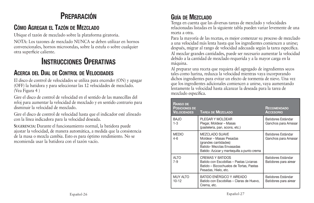 Oster FPSTSM5102, FPSTSM5101 Preparación, Instrucciones Operativas, Cómo Agregar el Tazón de Mezclado, Guía de Mezclado 