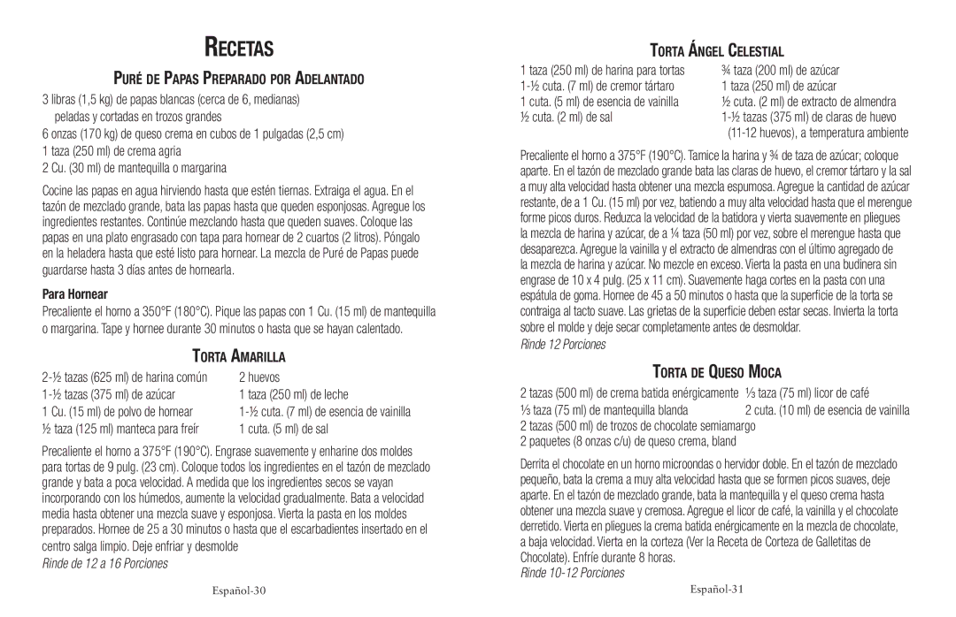 Oster FPSTSM5102, FPSTSM5101 user manual Recetas 