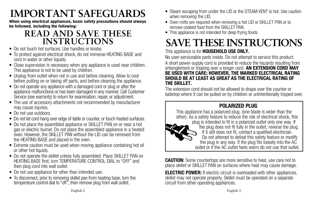 Oster Fryer user manual Important Safeguards 