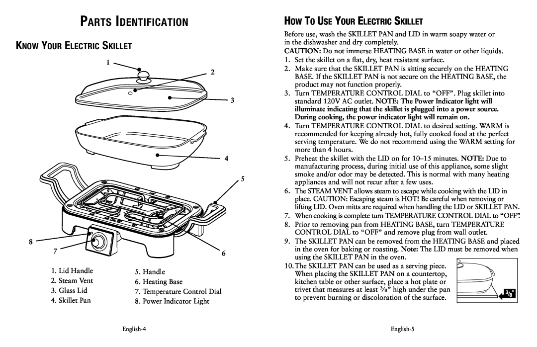 Oster Fryer user manual Parts Identification, Know Your Electric Skillet, How To Use Your Electric Skillet 