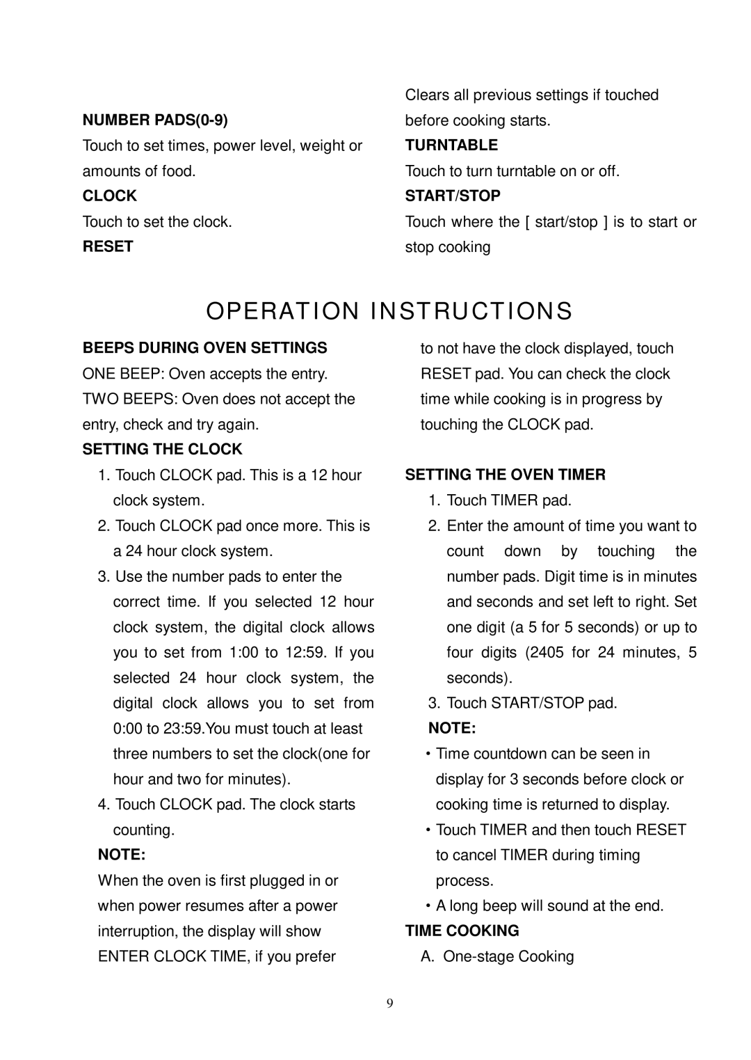 Oster OMW1480 owner manual Operation Instructions 