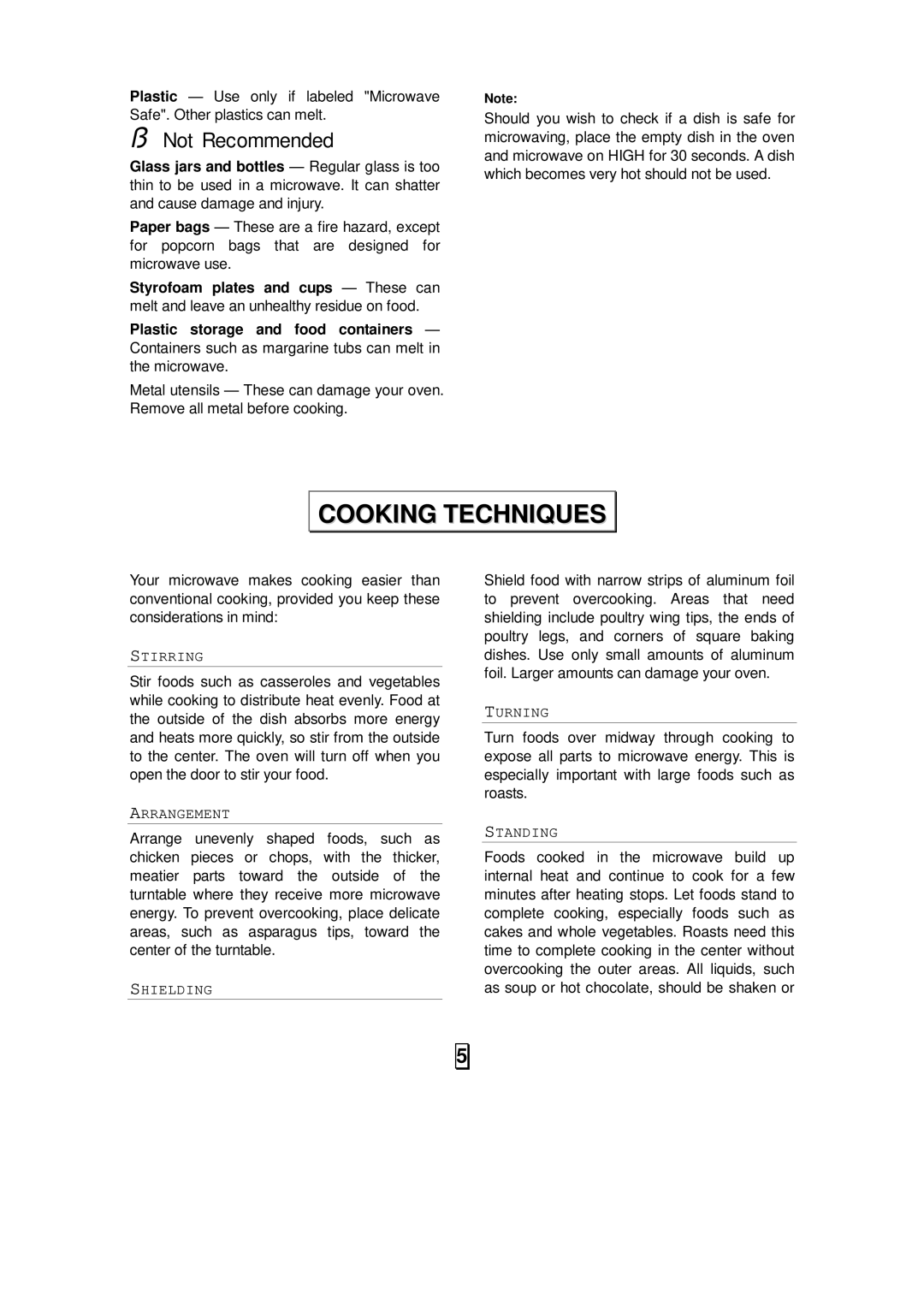 Oster OMW991 owner manual Cooking Techniques, Not Recommended 