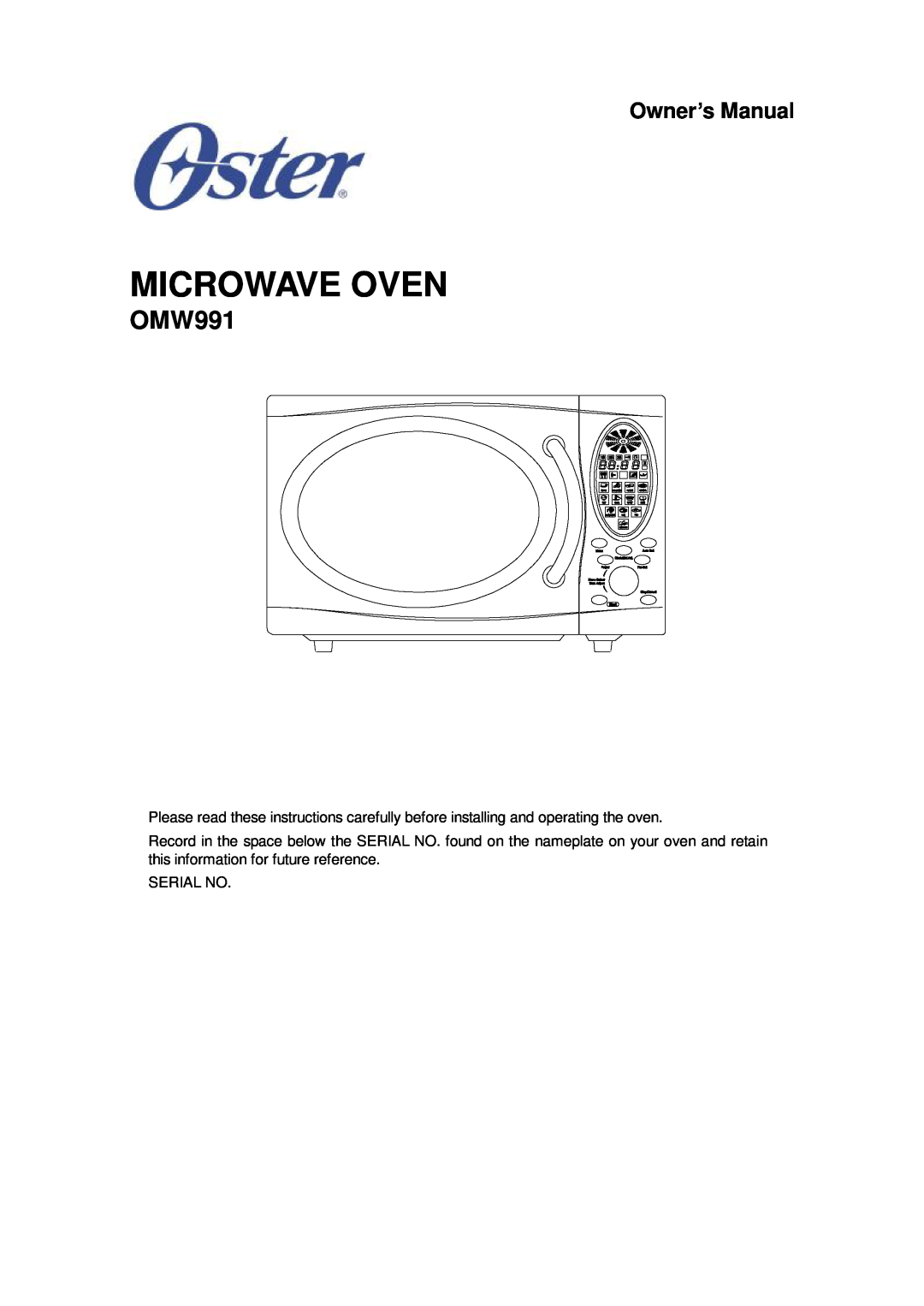 Oster OMW991 owner manual Microwave Oven 