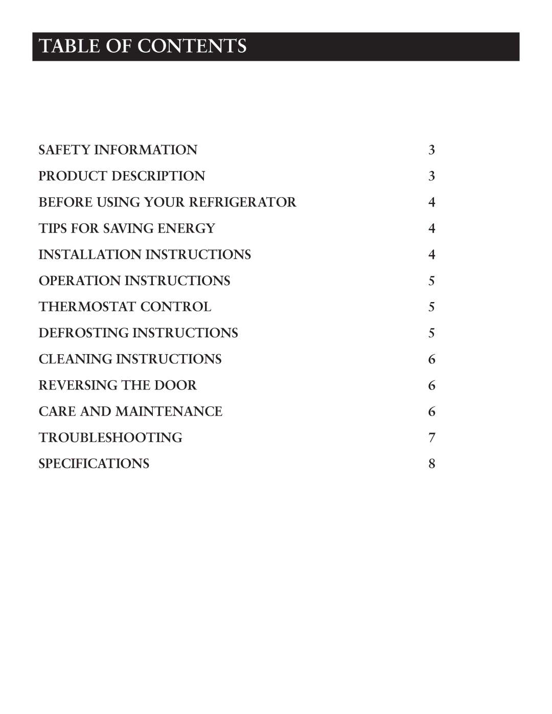 Oster OR03SCGBS user manual Table of Contents 