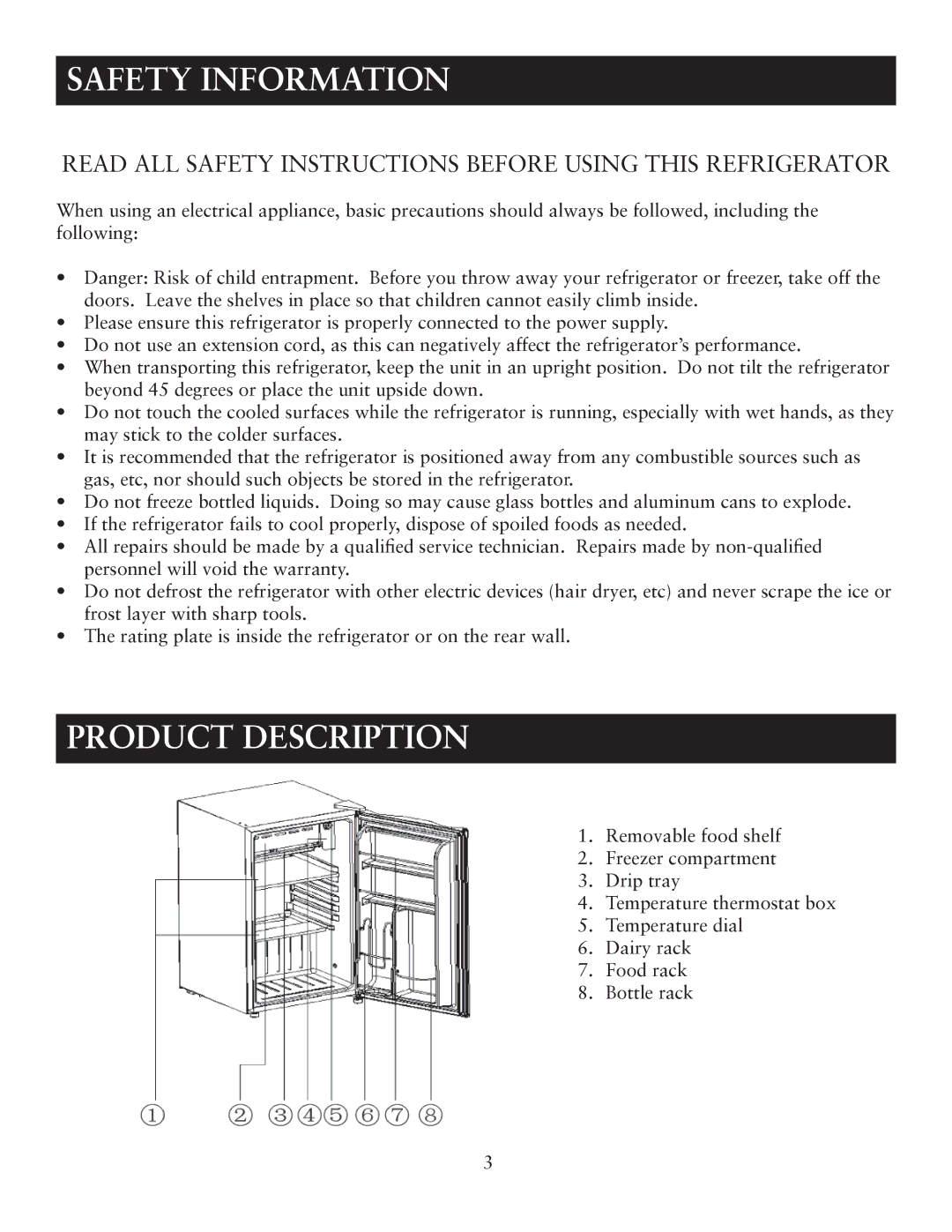 Oster OR03SCGBS user manual Safety Information, Product Description 