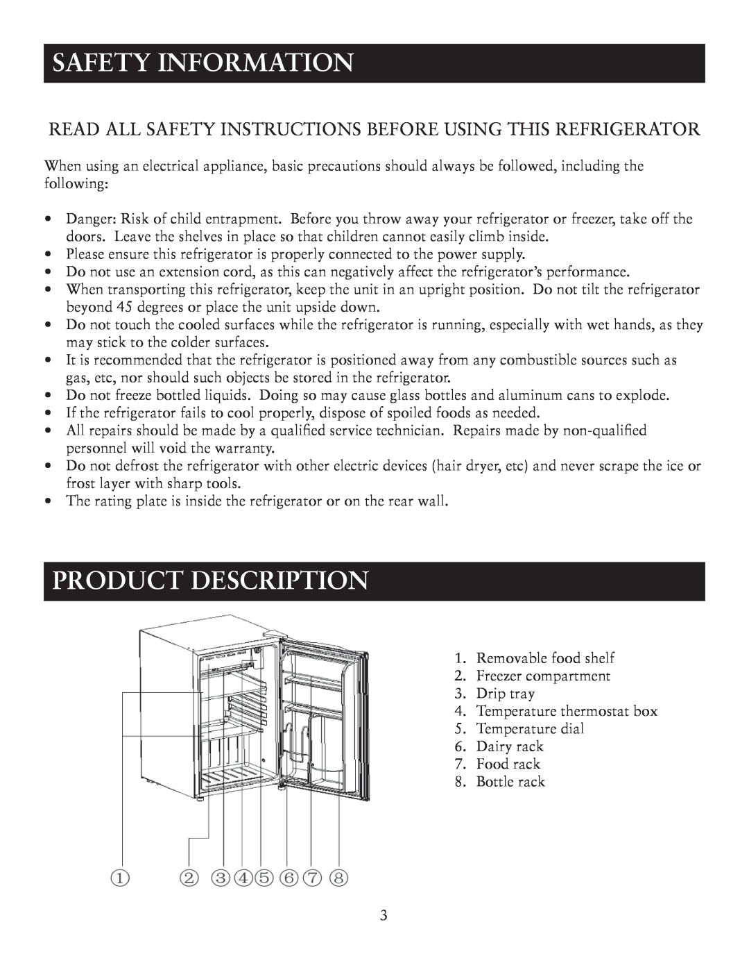 Oster OR03SCGBS user manual Safety Information, Product Description 