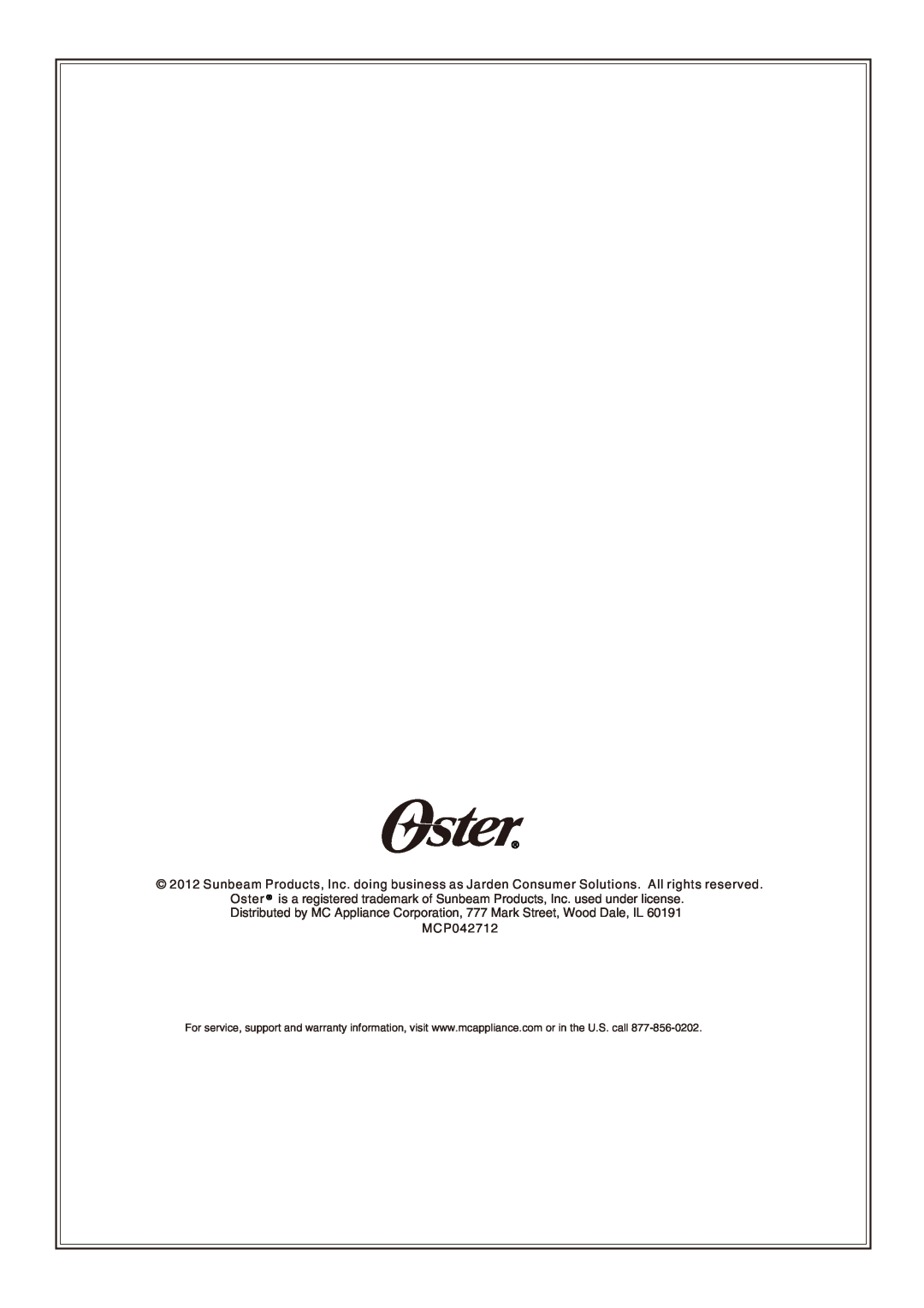 Oster Oster 3.25 CU. FT. Refrigerator, OSDR325B1 instruction manual MCP042712 