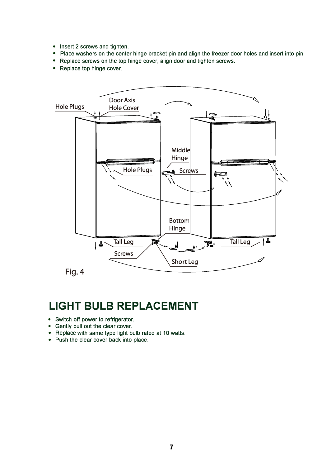 Oster OSDR325B1 Light Bulb Replacement, Hole Plugs, Door Axis, Middle Hinge, Bottom Hinge, Tall Leg, Screws Short Leg 