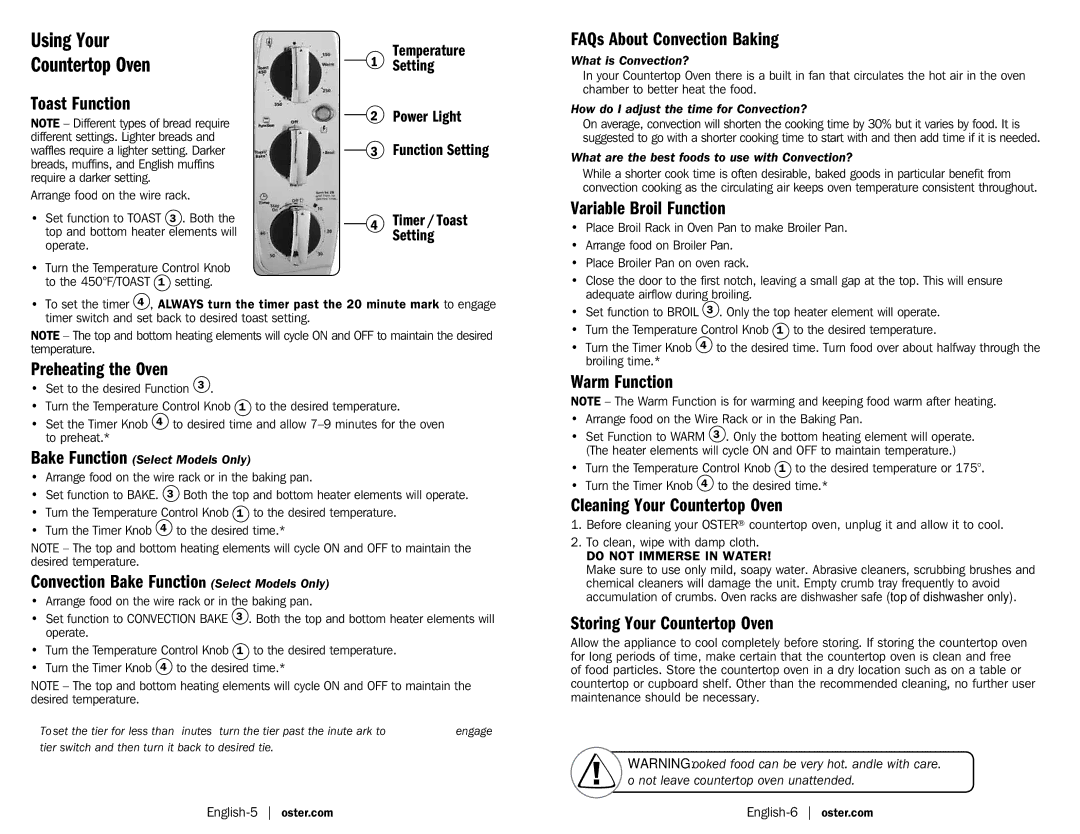 Oster Oster Countertop Oven Toast Function, FAQs About Convection Baking, Variable Broil Function, Preheating the Oven 