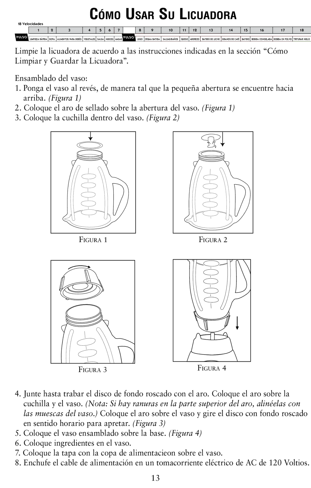 Oster Oster Digital Blender user manual Cómo Usar Su Licuadora, Velocidades 