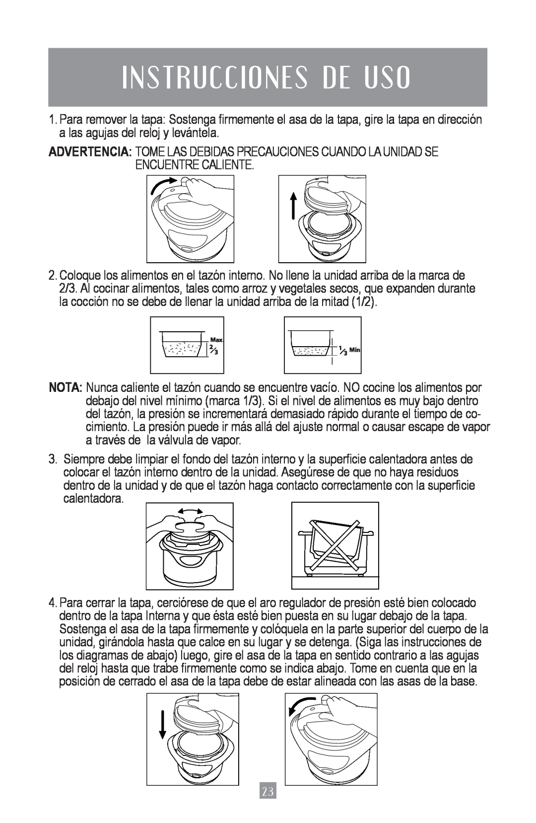 Oster 4801, Oster Digital Pressure Cooker instruction manual In S Truc C Io N E S De Uso, Max, 1 3 Min 