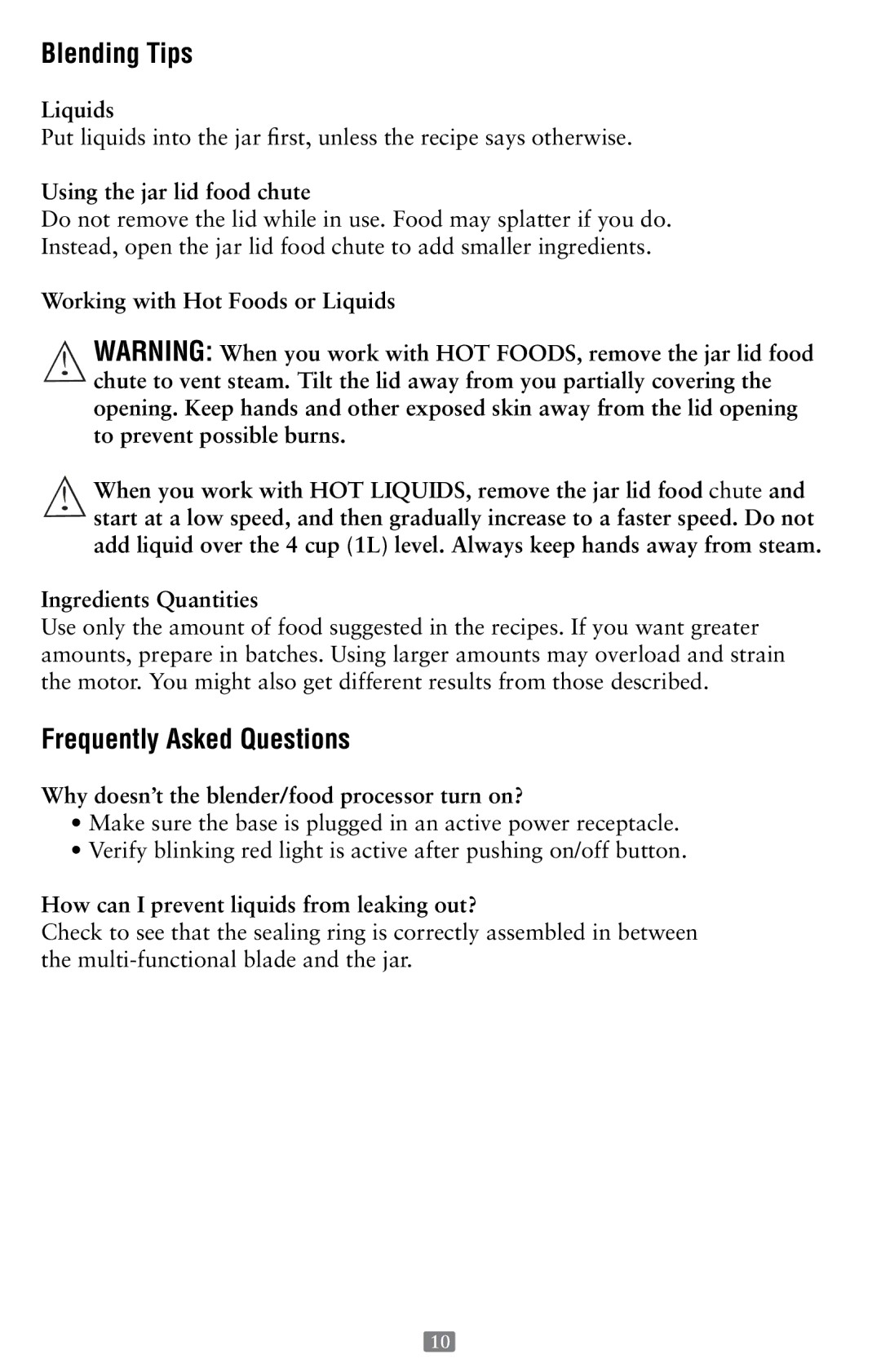 Oster P.N. 118532-005-000 instruction manual Blending Tips, Frequently Asked Questions 