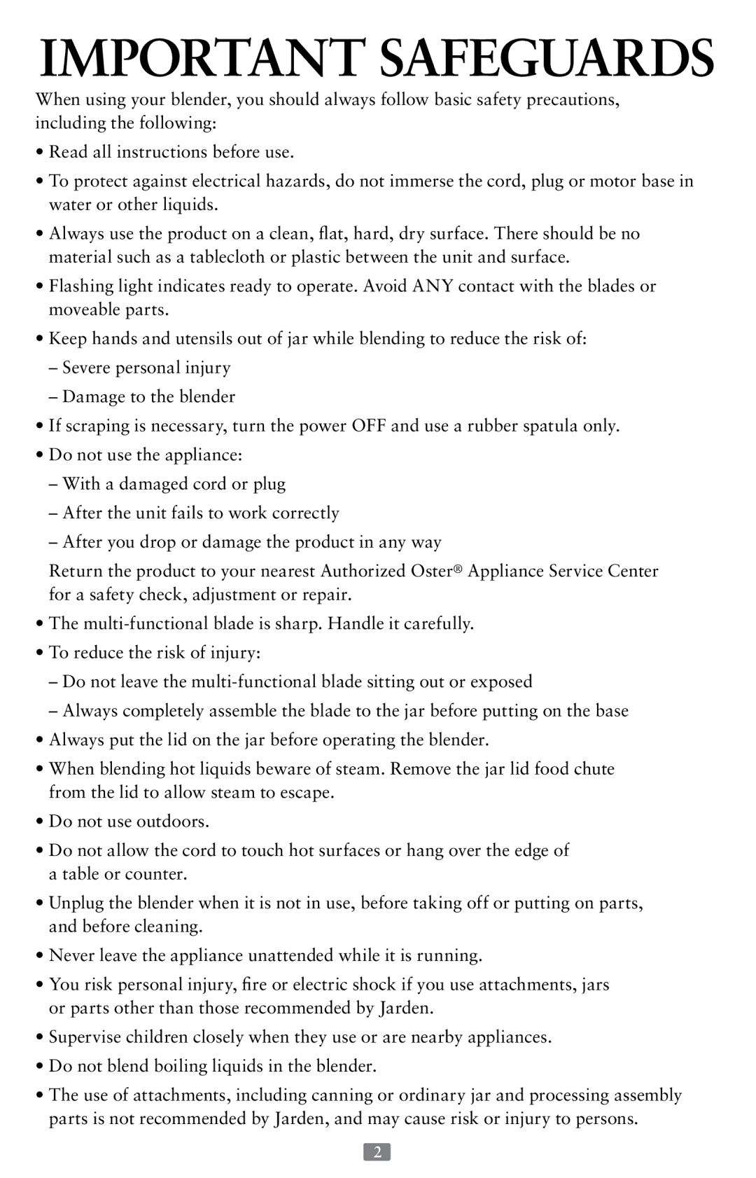 Oster P.N. 118532-005-000, Oster Fusion Blenders The Ultimate Chopping and Blending Solution Important Safeguards 