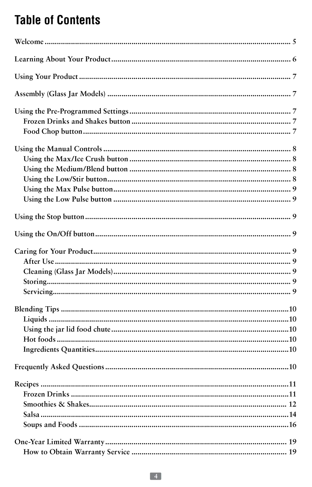 Oster P.N. 118532-005-000, Oster Fusion Blenders The Ultimate Chopping and Blending Solution Table of Contents 