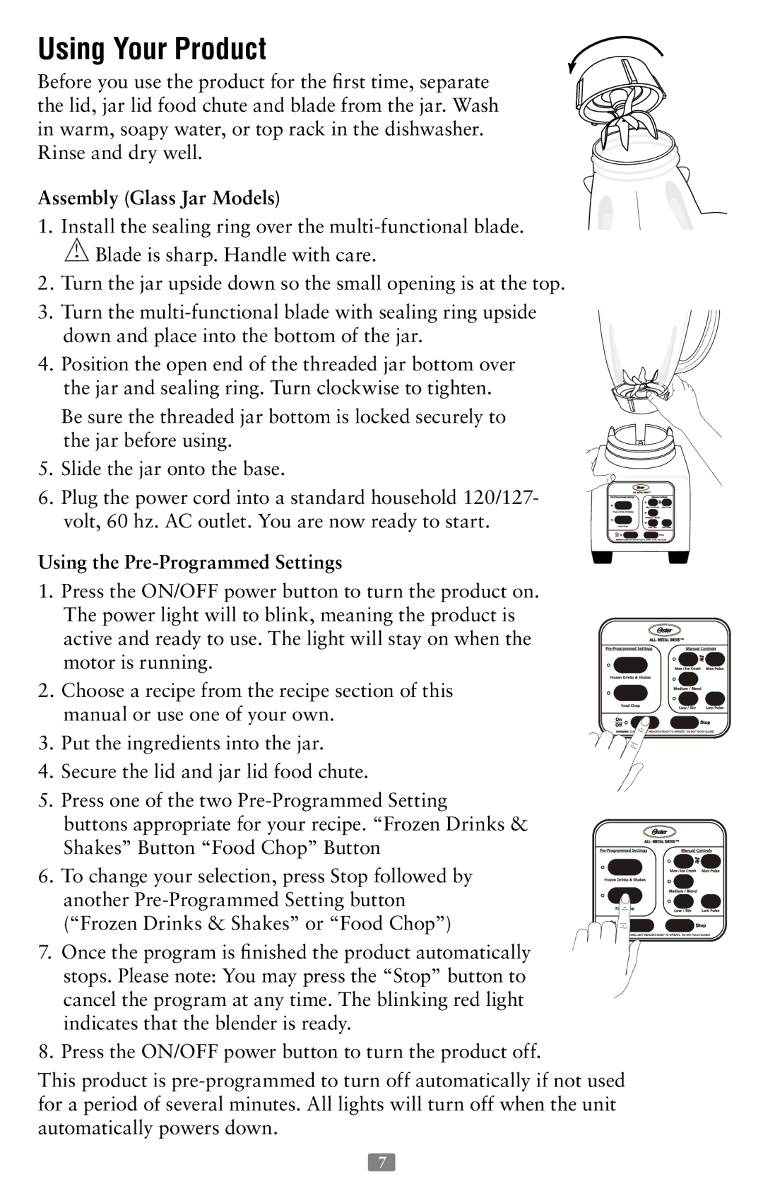 Oster Oster Fusion Blenders The Ultimate Chopping and Blending Solution Using Your Product, Assembly Glass Jar Models 