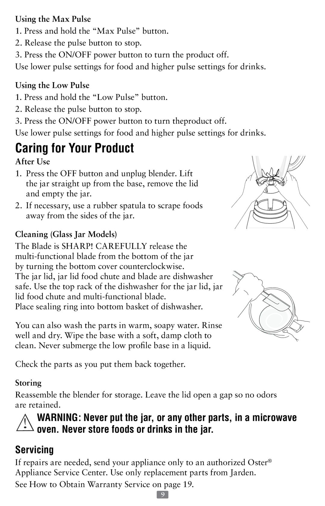 Oster Oster Fusion Blenders The Ultimate Chopping and Blending Solution Caring for Your Product, Servicing 