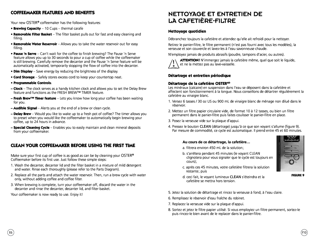 Oster PSTX Series Nettoyage Et Entretien De La Cafetière-Filtre, Coffeemaker Features And Benefits, Nettoyage quotidien 