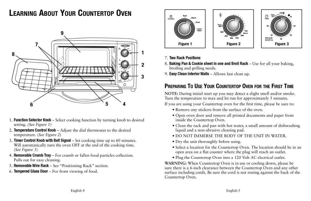 Oster SPR-050710, TSSTTVCAO1 Learning About Your Countertop Oven, Preparing To Use Your Countertop Oven for the First Time 