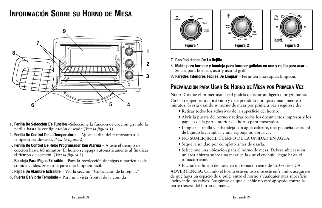 Oster TSSTTVCAO1, SPR-050710, 139214 user manual Información Sobre su Horno de Mesa, Dos Posiciones De La Rejilla 