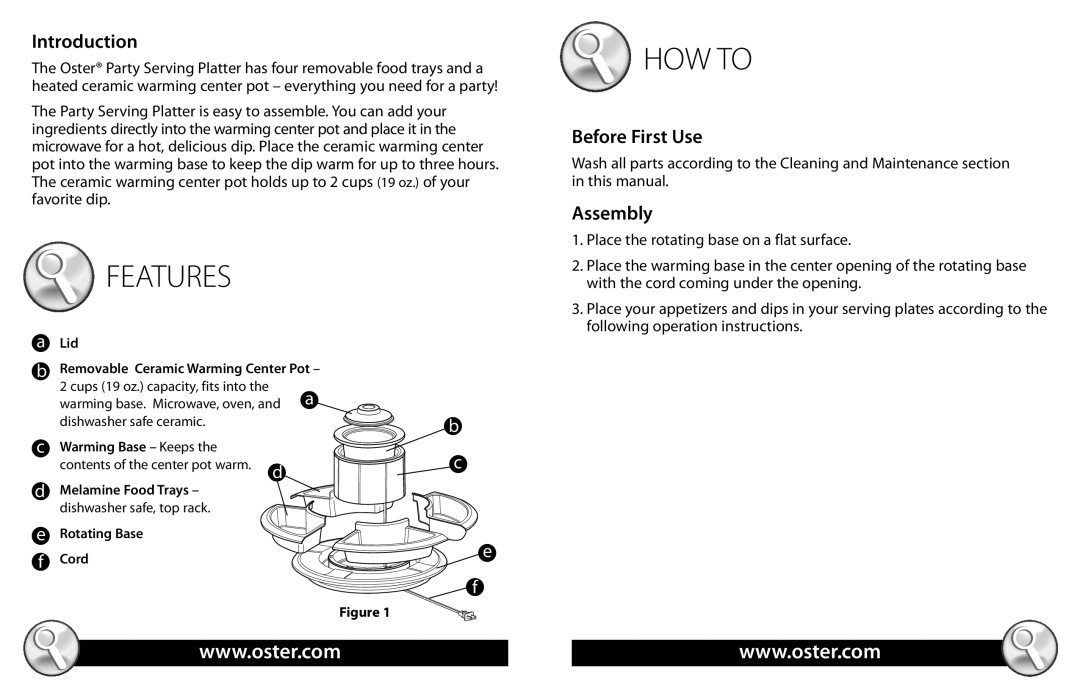 Oster TSP100, TSP200 warranty Introduction, Before First Use, Assembly 